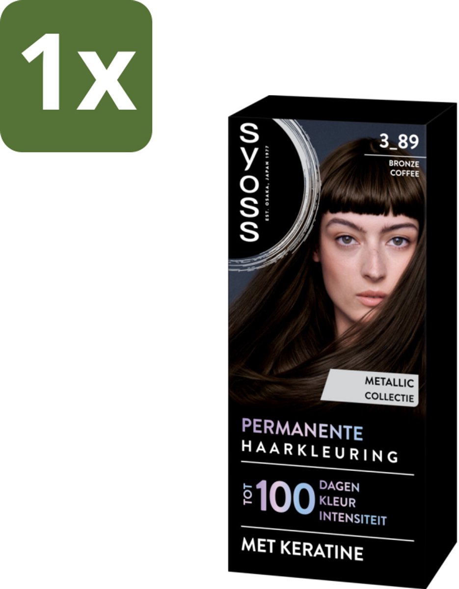 1 x SYOSS - Coloration 3-89 Bronze Coffee - Haarverf - Grijsdekking - Vermindert Haarbreuk - Haarverf - Grijsdekking - Keratine - Haarkleur - Haarverf 3-89
