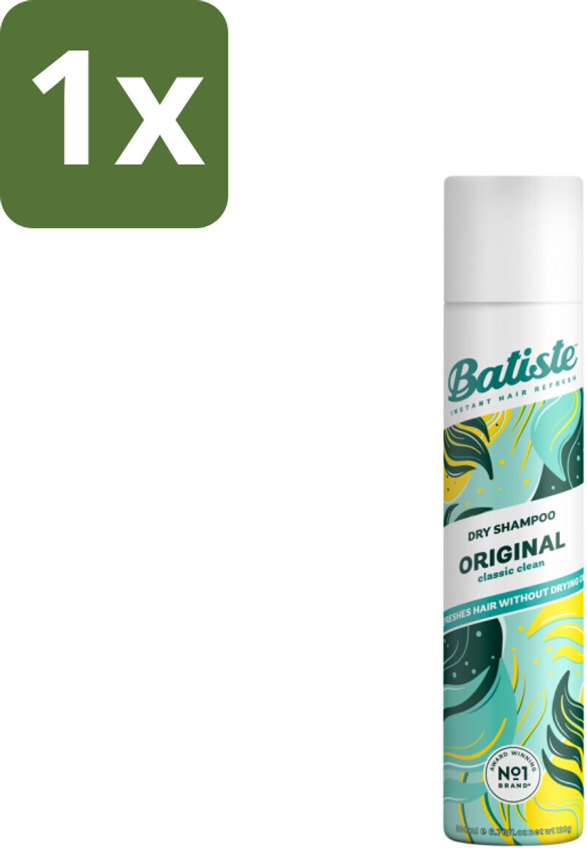 1 x Batiste - Original - Droogshampoo - Klassieke Frisse Geur - Geeft Volume en Textuur - 200ml - Droogshampoo - Vet Haar - Volume - Fris Haar - Haarkleur