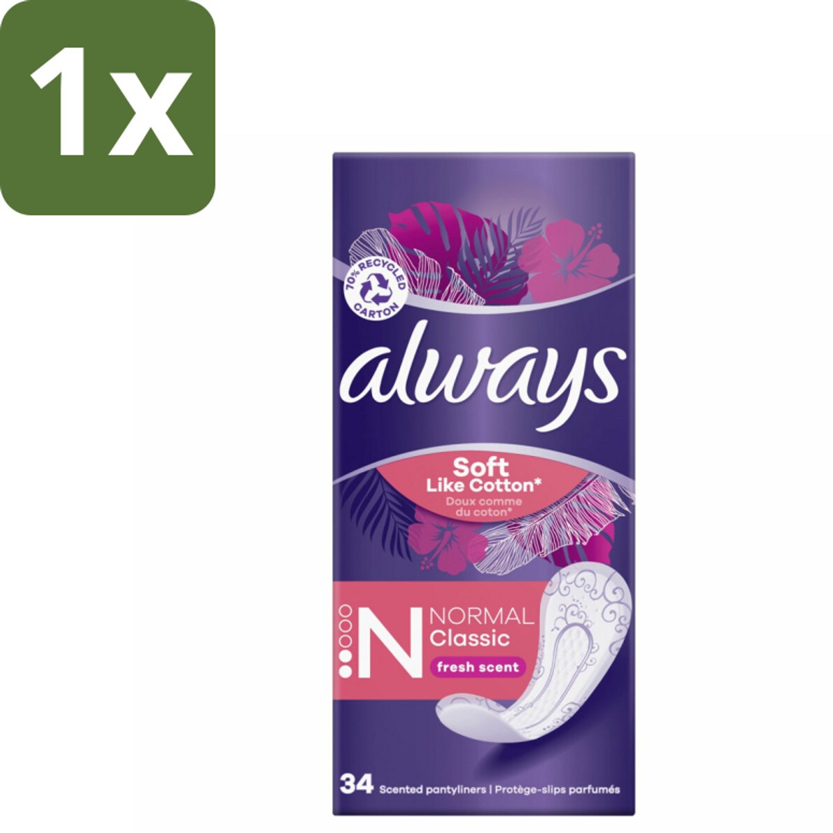 1 x Always - Inlegkruisjes - Normal - 34 Inlegkruisjes - Inlegkruisjes - Dagelijkse Frisheid - Comfort - Flexibel - Ultradun
