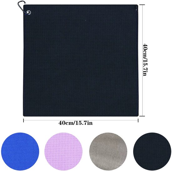 Golfhanddoeken 3 Pack - Microfiber Wafel Patroon - Tri-Fold 16"x16" - Sneldrogend met Heavy Duty Clip - Luxento — afbeelding 5