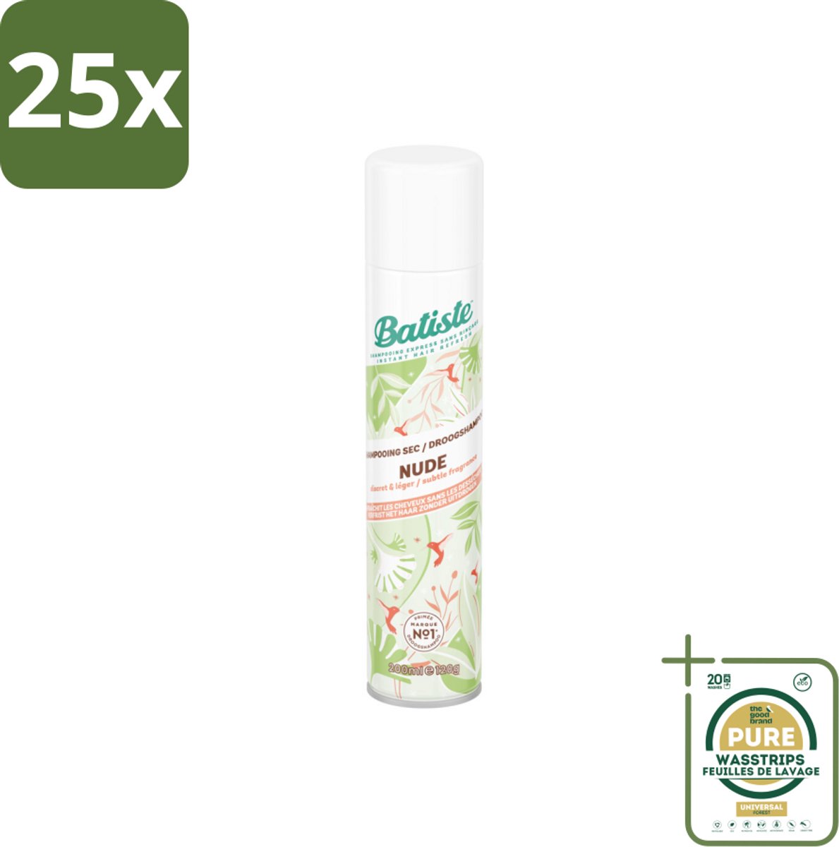 25 x Batiste - Nude - Droogshampoo - Frisse Look - Volume en Textuur - 200ml - Grootverpakking - Droogshampoo - Fris Haar - Vet Haar - Droog Haar - Haartype