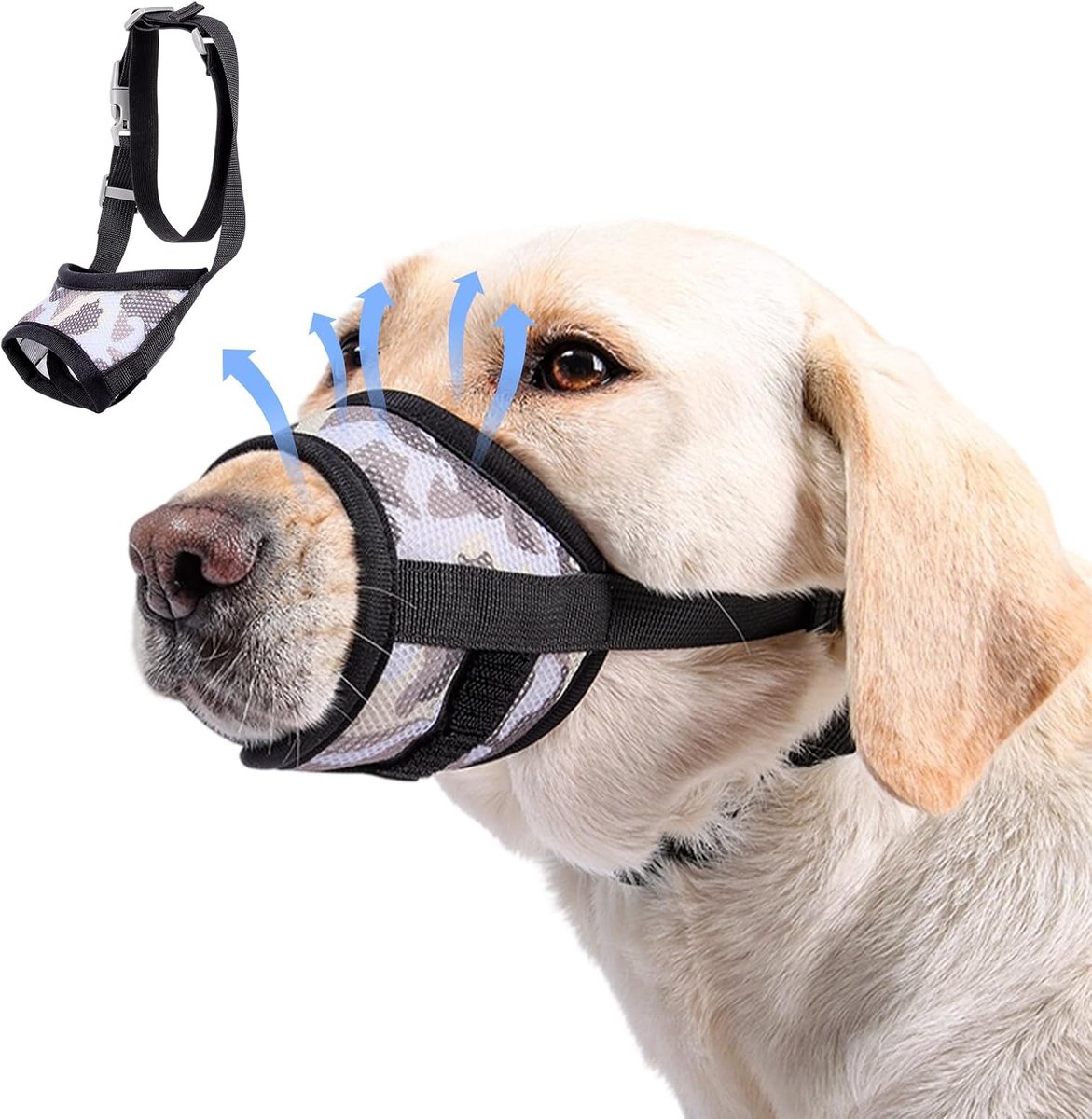 Dog Muzzle Breathable Mesh for Small Medium and Large Dogs, Adjustable Muzzle Muzzle Soft Dogs Training Mouth Prevents - ShopVlot