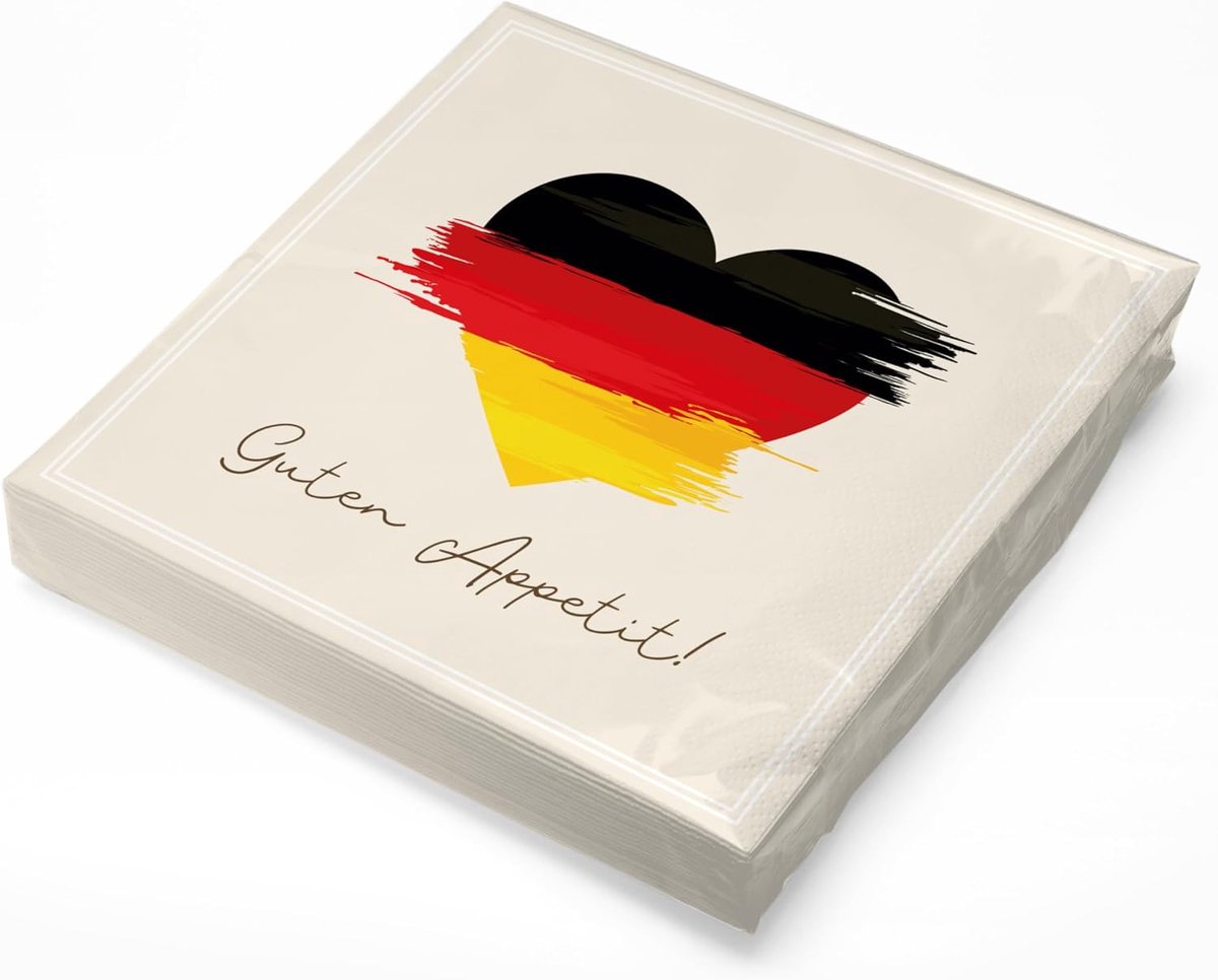 itenga 20 x Napkins Germany flag heart 30 x 30 cm 3-ply - Bon Appetit - paper napkins in pack of 20 - ShopVlot