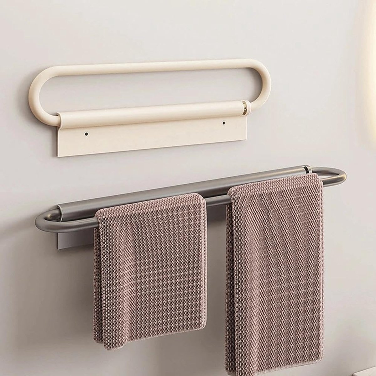 Handdoekrek 30cm, Grijs,Handdoekhouder voor de Badkamer,Opvouwbaar - ShopVlot