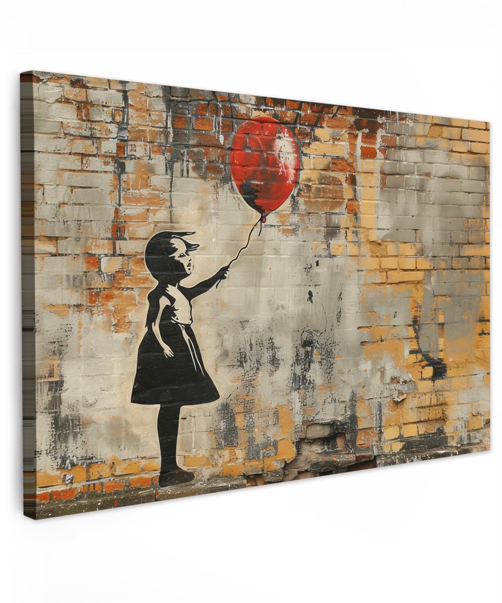 Famanu – Canvas schilderij 120 x 80 cm, kamerdecoratie voor woonkamer, schilderijen voor slaapkamer, wanddecoratie met graffiti-stijl, meisje, street art