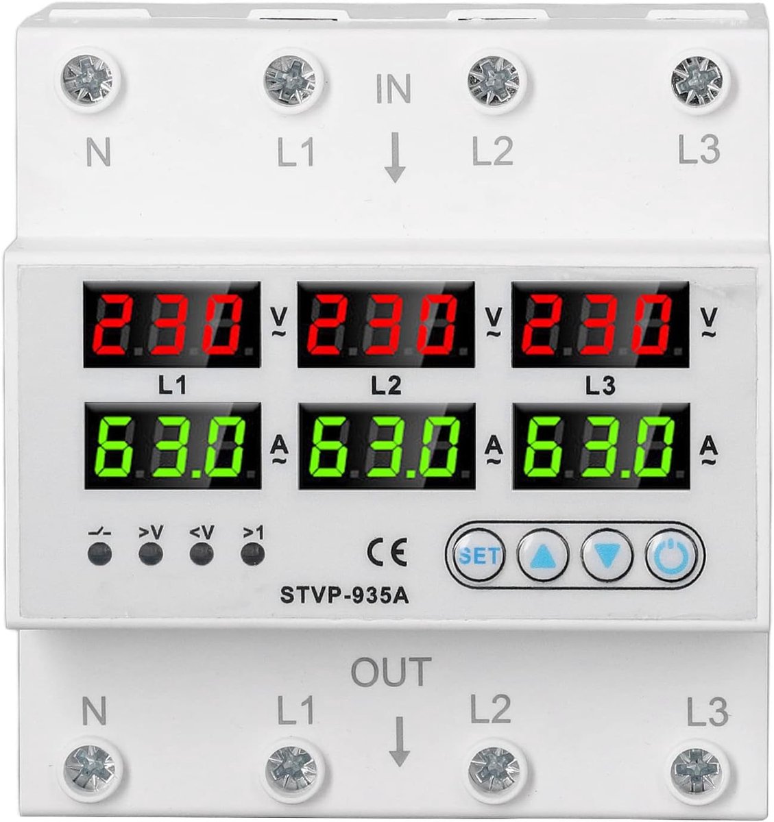 Adjustable V/A Protector, AC220 380V 3 Phase Adjustable Over Voltage and Under Voltage Current Protection Device - ShopVlot