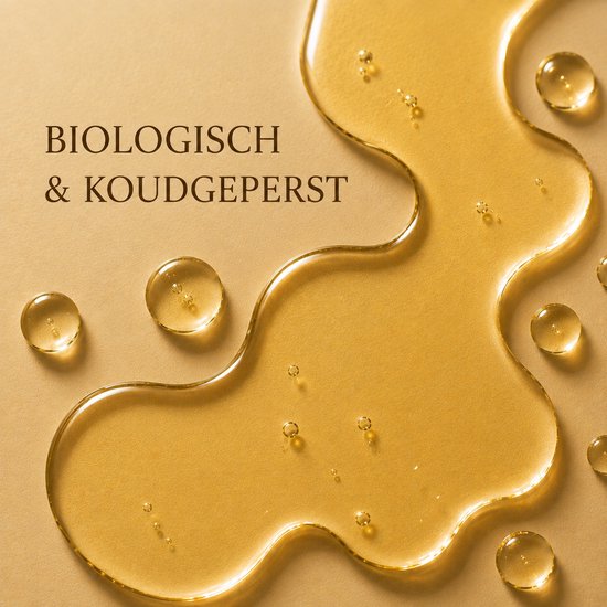 Gouden arganolie met luchtbelletjes. Biologisch & Koudgeperst.