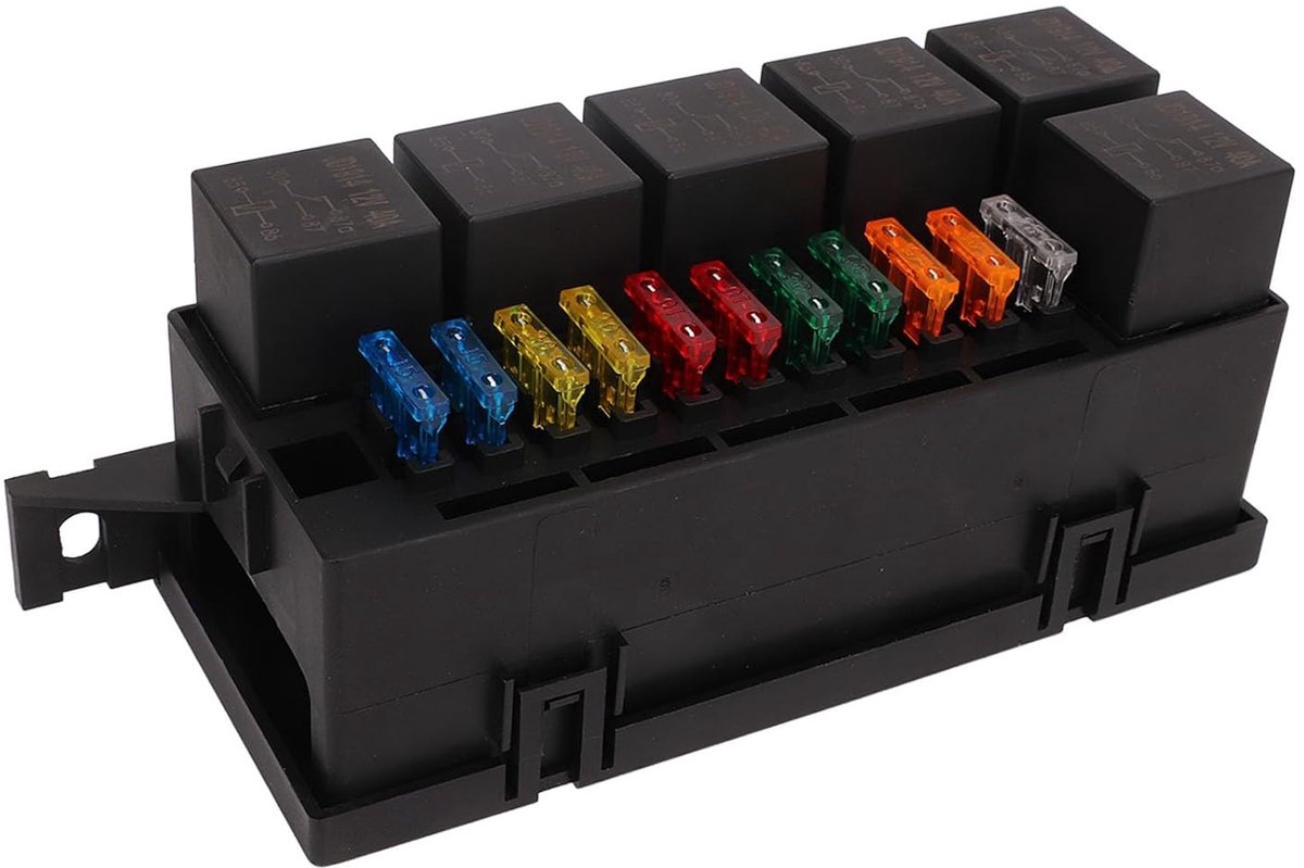 12V Waterproof Blade Relay Box Kit 6 Type Relay Holders and 11 ATC ATO Fuse Holders for Automotive and Marine Engine - ShopVlot