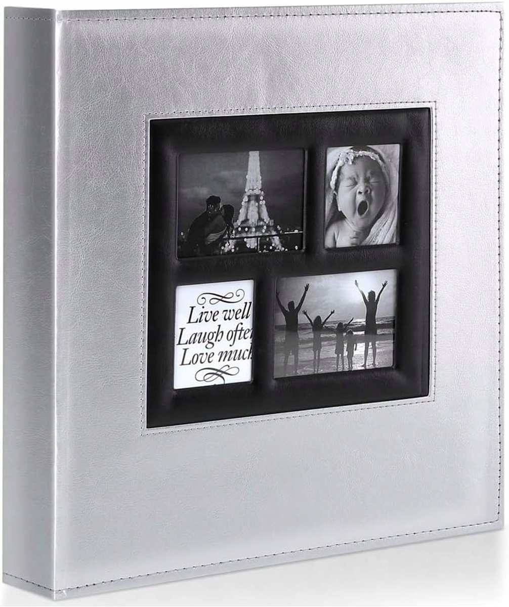 Album voor 1000 foto's 10x15cm, leerlook, zilver/wit
