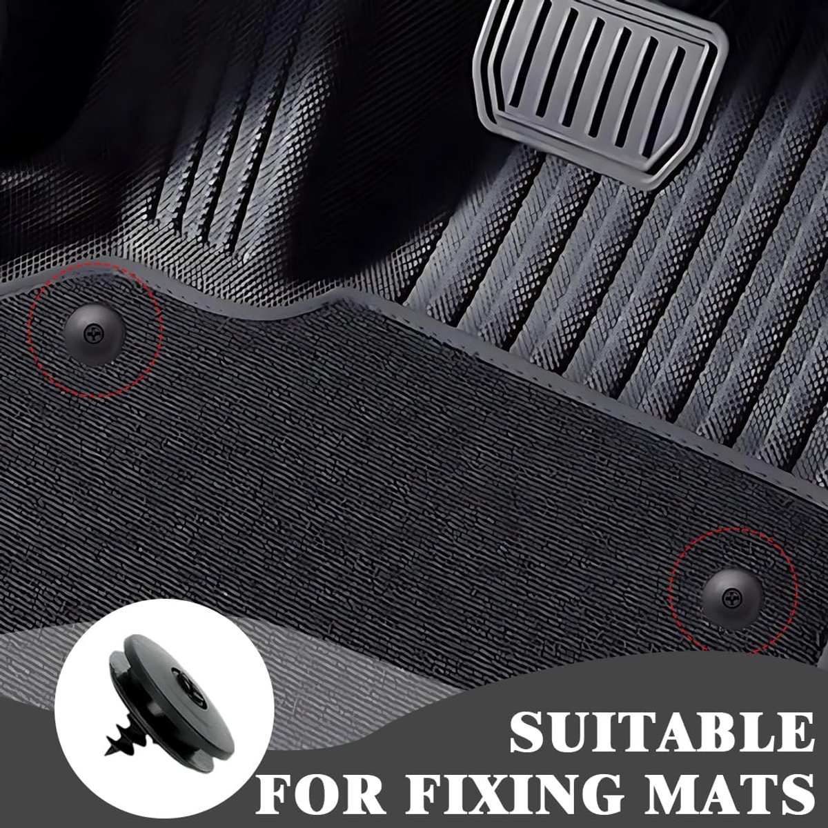 20 stuks autovloermatclips, universeel, 3-in-1 met anti-slip montagegesp, universele autovloermathouder, ronde houder - ShopVlot
