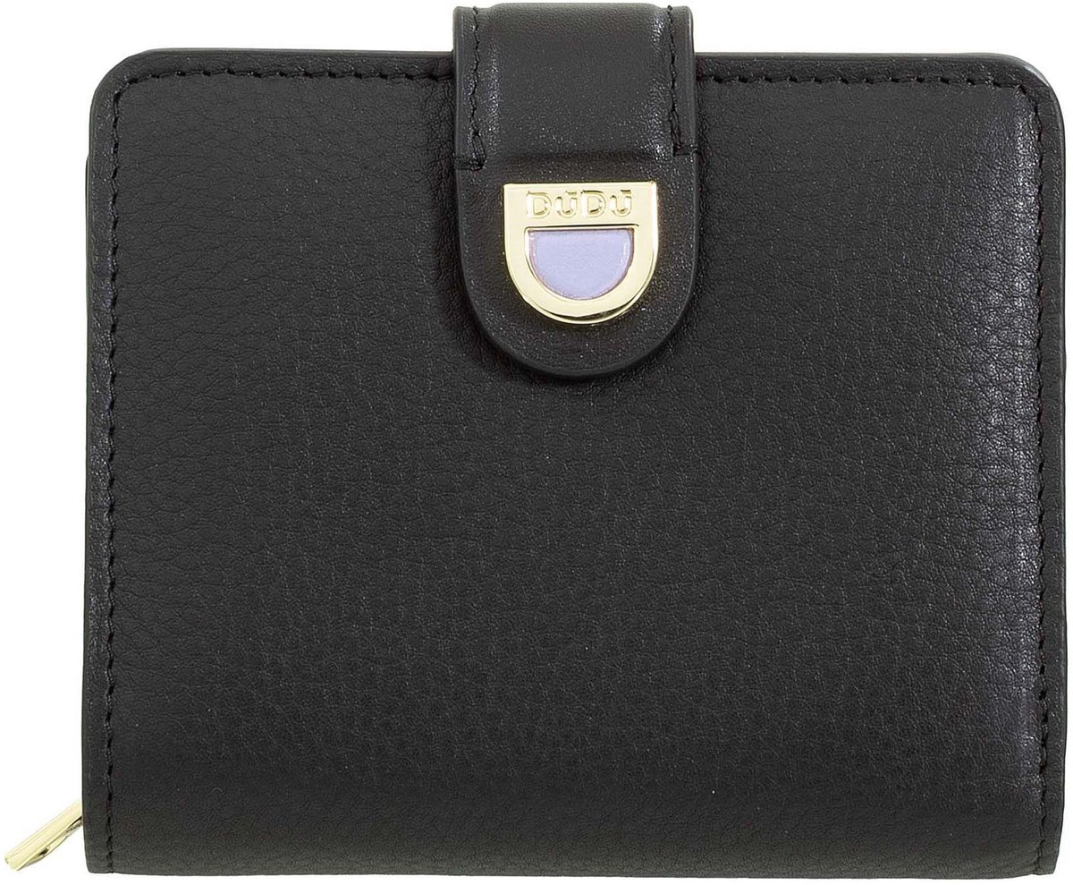 DuDu Skyline Portemonnee RFID-bescherming Leder 11 cm - Dames - Horizontaal - nero