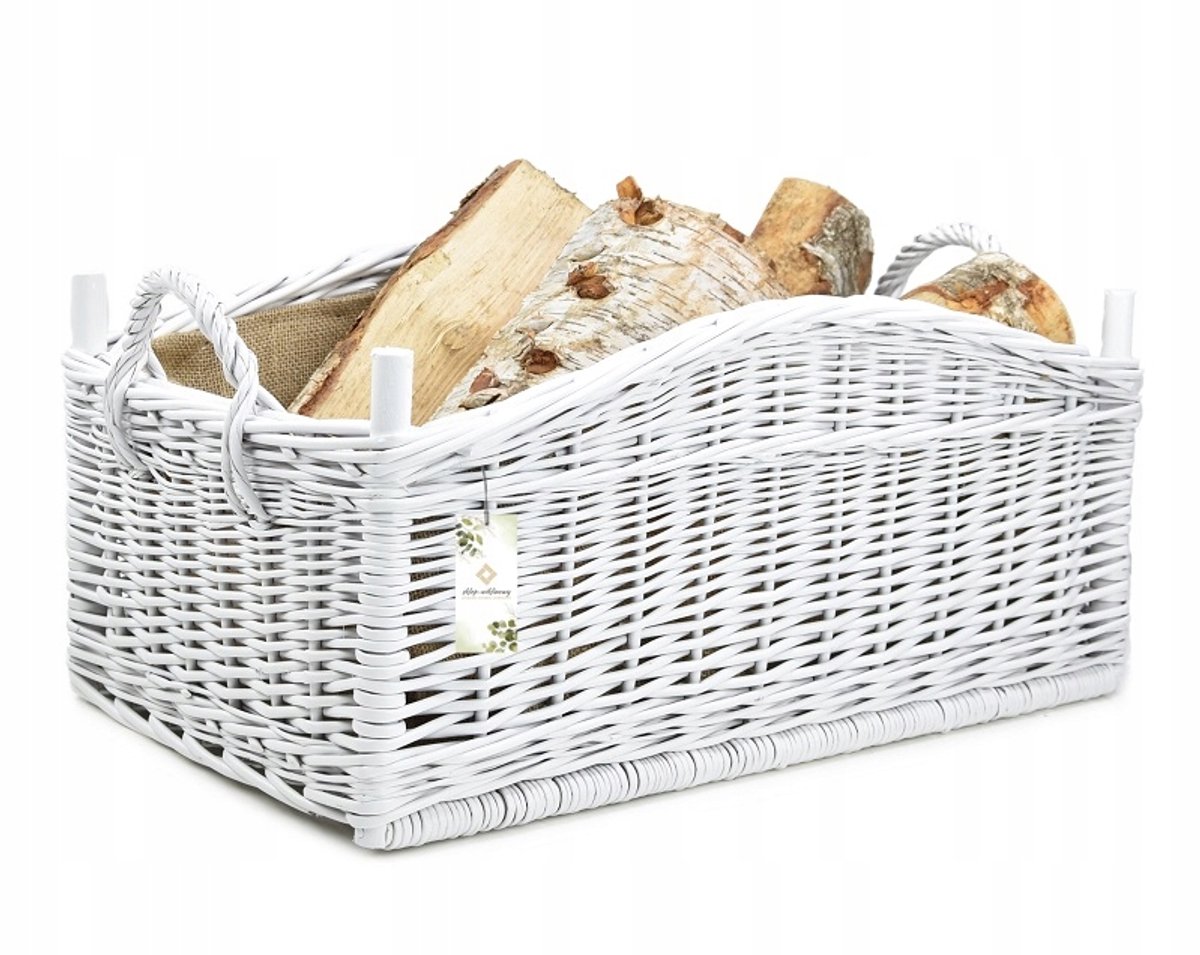 Wikkelen Houtmand voor Haard - Wit, 60cm, Jute Voering