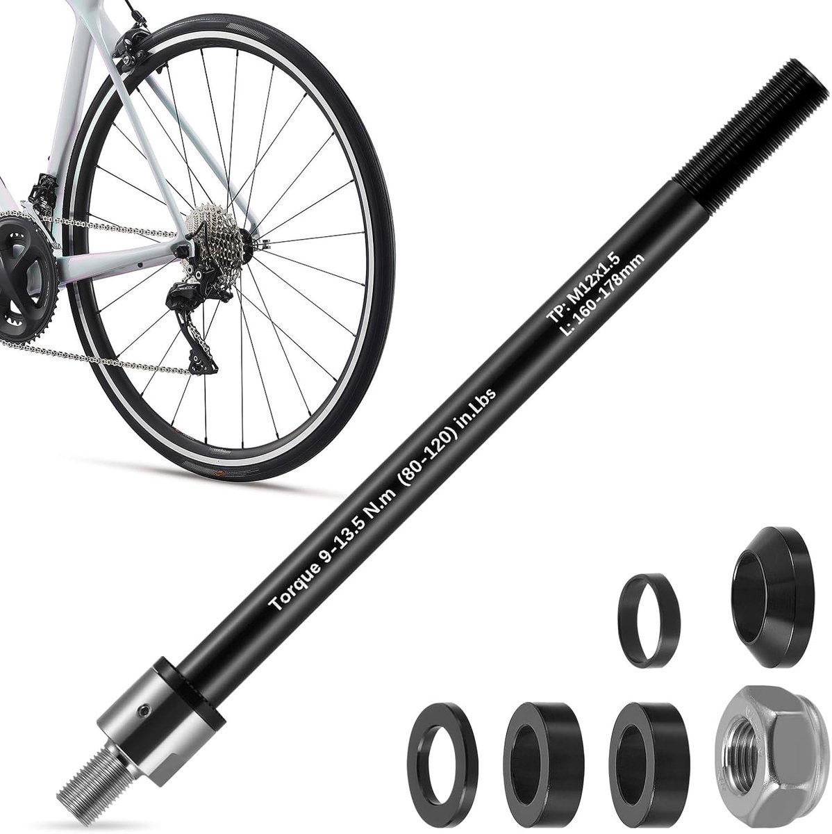 Steekas fietsadapter M12x 1.5 160-178 mm steekas, verstelbare schachtlengte, gelegeerd staal, voor fietsers met - ShopVlot