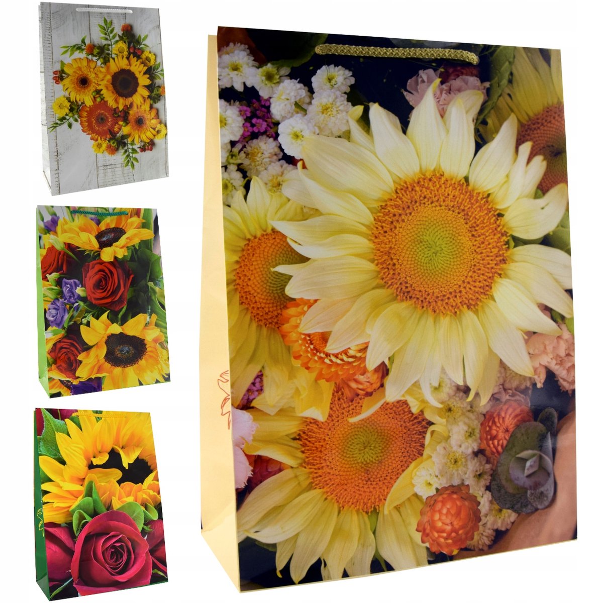 Papieren Cadeautassen Zonnebloem A4 10 stuks 22x11x32cm