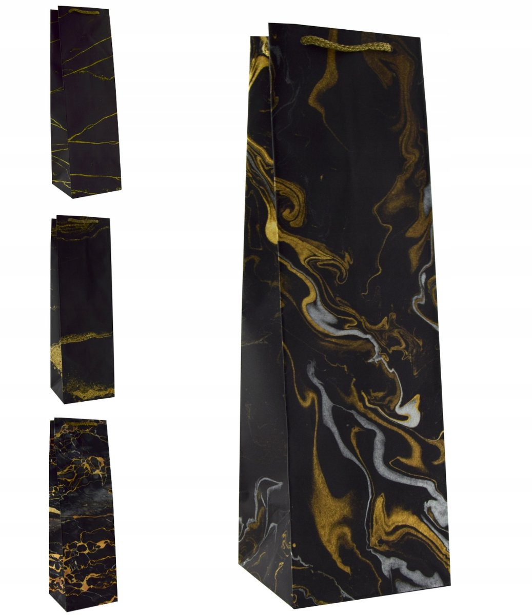 Luxe Cadeautassen voor Flessen - Zwart, 10 stuks, 12x11x39cm