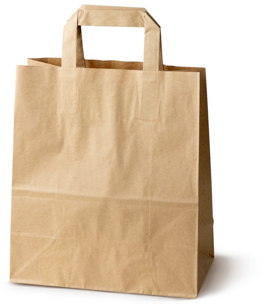 10x Bruine Papieren Zakken 22x10x28,5 cm - Eco Cadeau & Boodschappen bekers