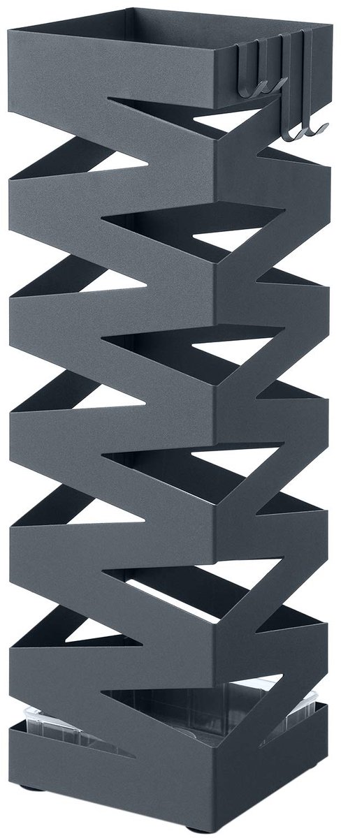 Famanu Parapluhouder van staal en PET-plastic, vierkant, 15,5 x 15,5 x 49 cm Antraciet