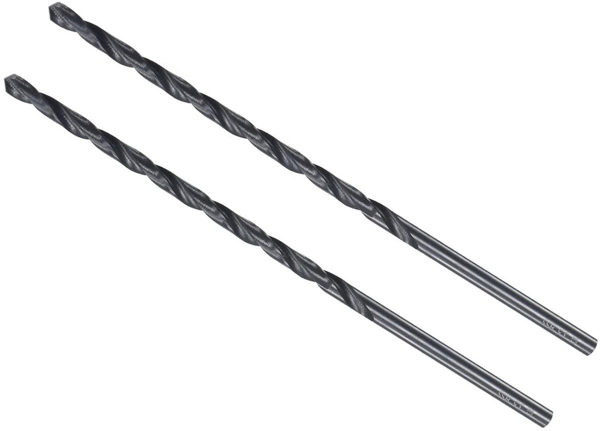 Twist Drill 3.5mm Drilling Diameter Black Oxide High Quality Steel Extra Long Straight Shank - ShopVlot