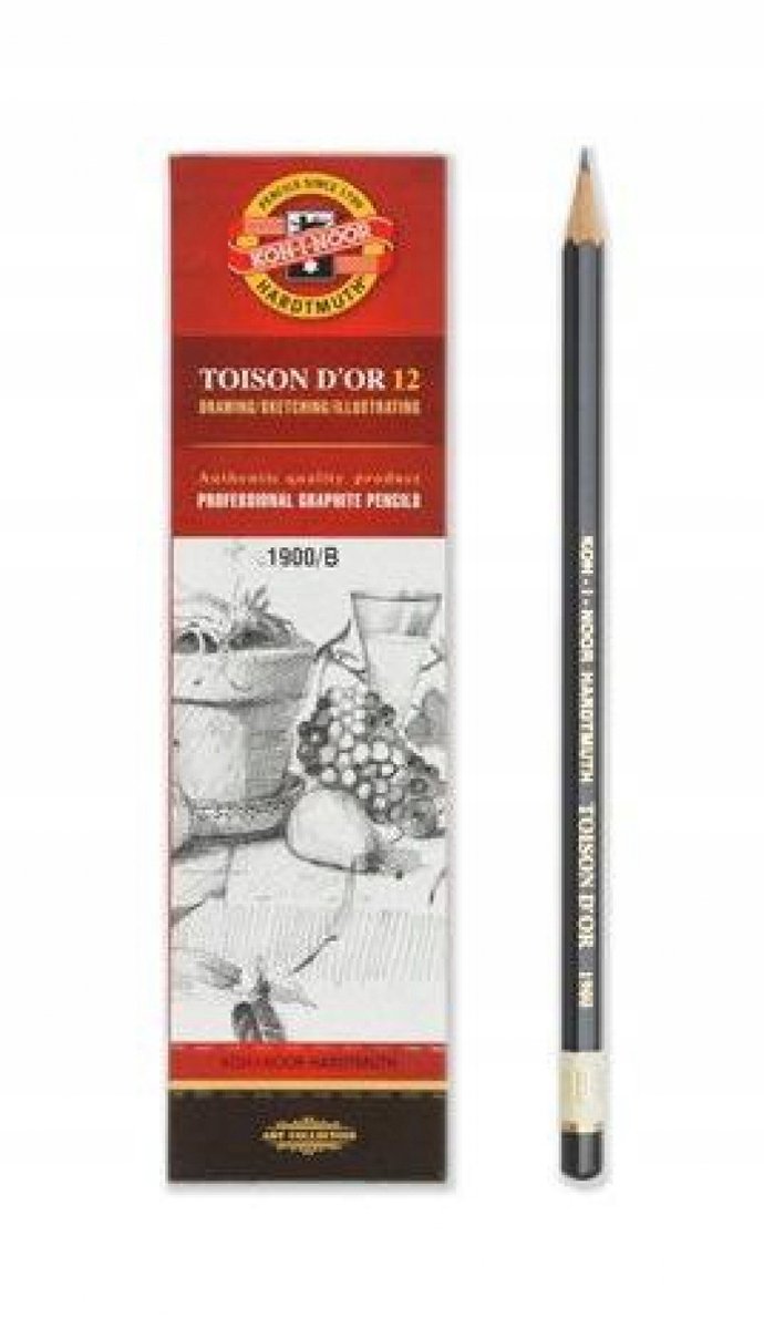 Koh-I-Noor Potlood 1900-B Toison D'Or, 12 stuks, Hardheid B