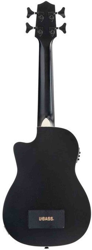 Kala Journeyman Black U•BASS® bas ukulele – Mahonie, Matte Zwart, F-Holes, Elektrisch-Akoestisch met EQ en Gigbag