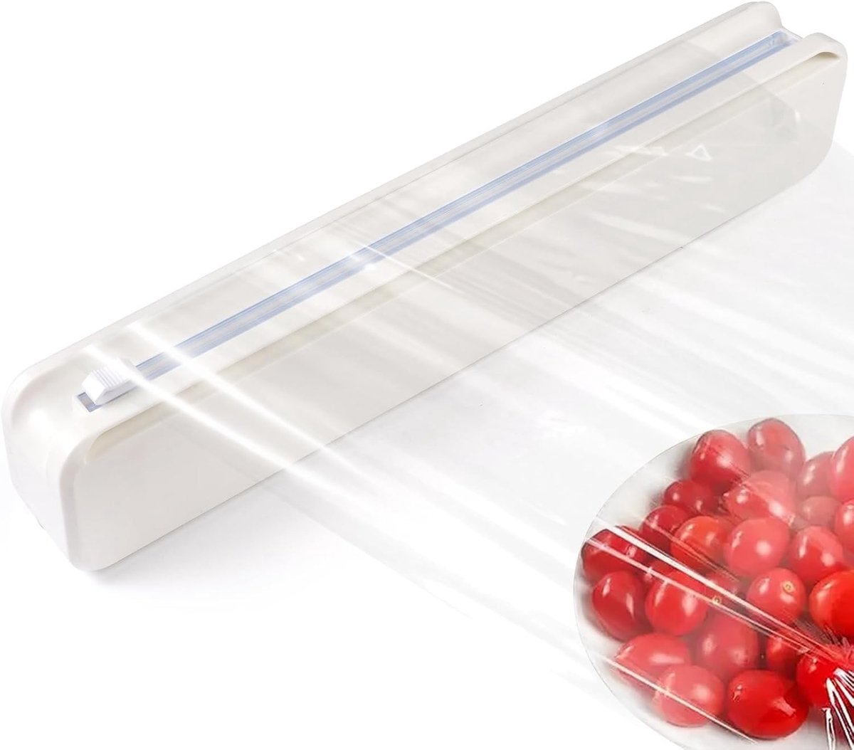 Vershoudfolie houder met snijmes - Wit - 37 x 5 cm - ABS Kunststof Dispenser - Voor Keukengebruik