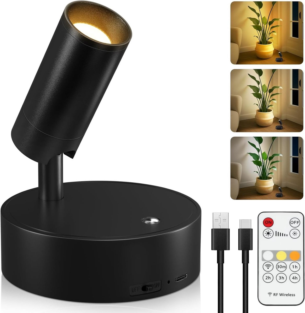 Schilderijlampje draadloos - Zwart - Oplaadbare LED-Wandlamp - Draadloze Spot Voor Binnen