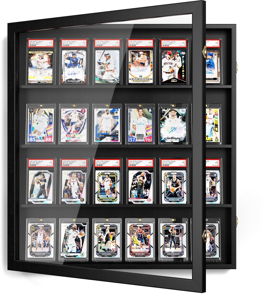 Emfogoo 1 stuk wanddisplay voor kaarten, hout, verdiepingen voor verzamelkaarten, transparant, HD, kaartframe, voor - ShopVlot