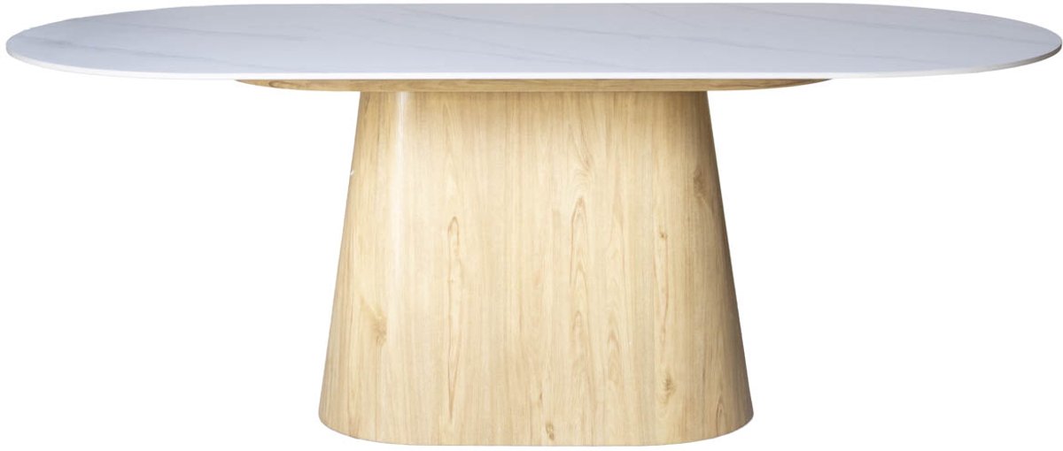 Giga Meubel Eettafel Madia - Wit Keramiek/Naturel - 200x90x75cm