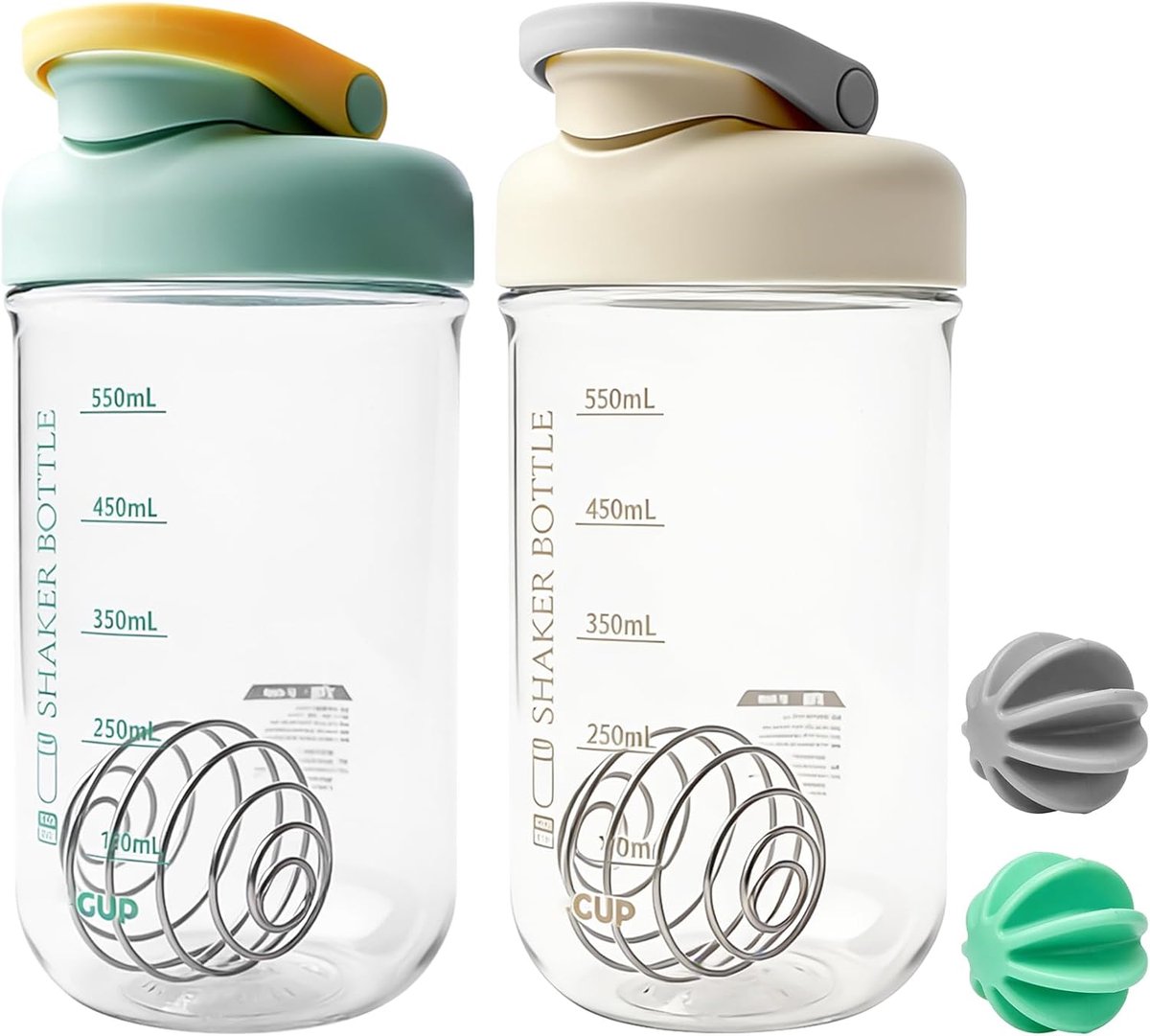 Protein Shake 750 ml - Off White, Groen - BPA-vrij, Lekvrij - Perfect voor gezonde dranken - ShopVlot