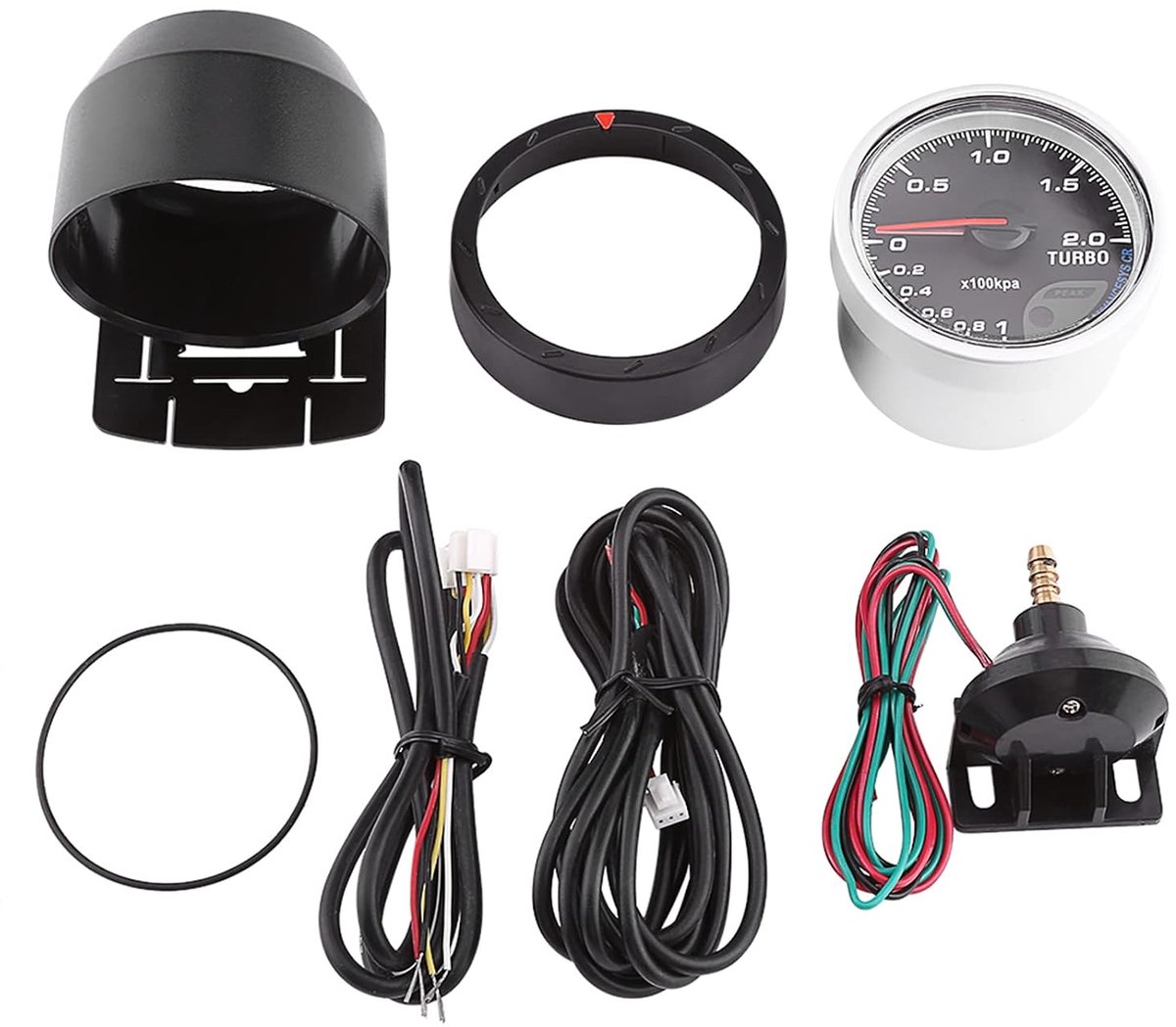 LED turbo boost meter gauge 60mm - zwarte schaal - precisie en duurzaamheid - ideaal voor autover racing - ShopVlot