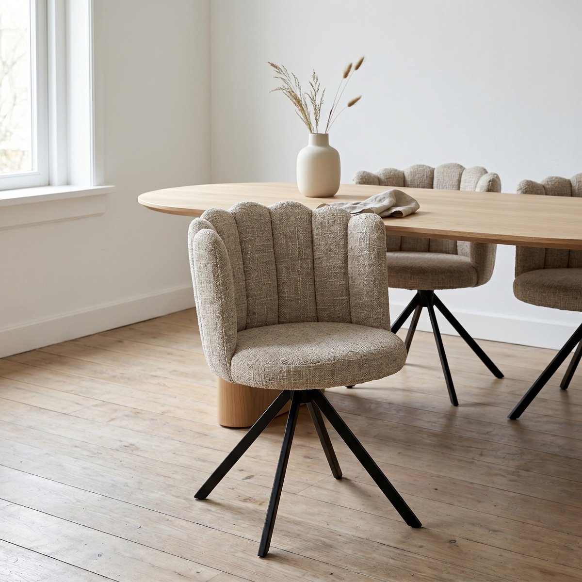 Giga Meubel Eetkamerstoel Julien - Taupe Draaibaar - Zithoogte 48cm - Set van 2