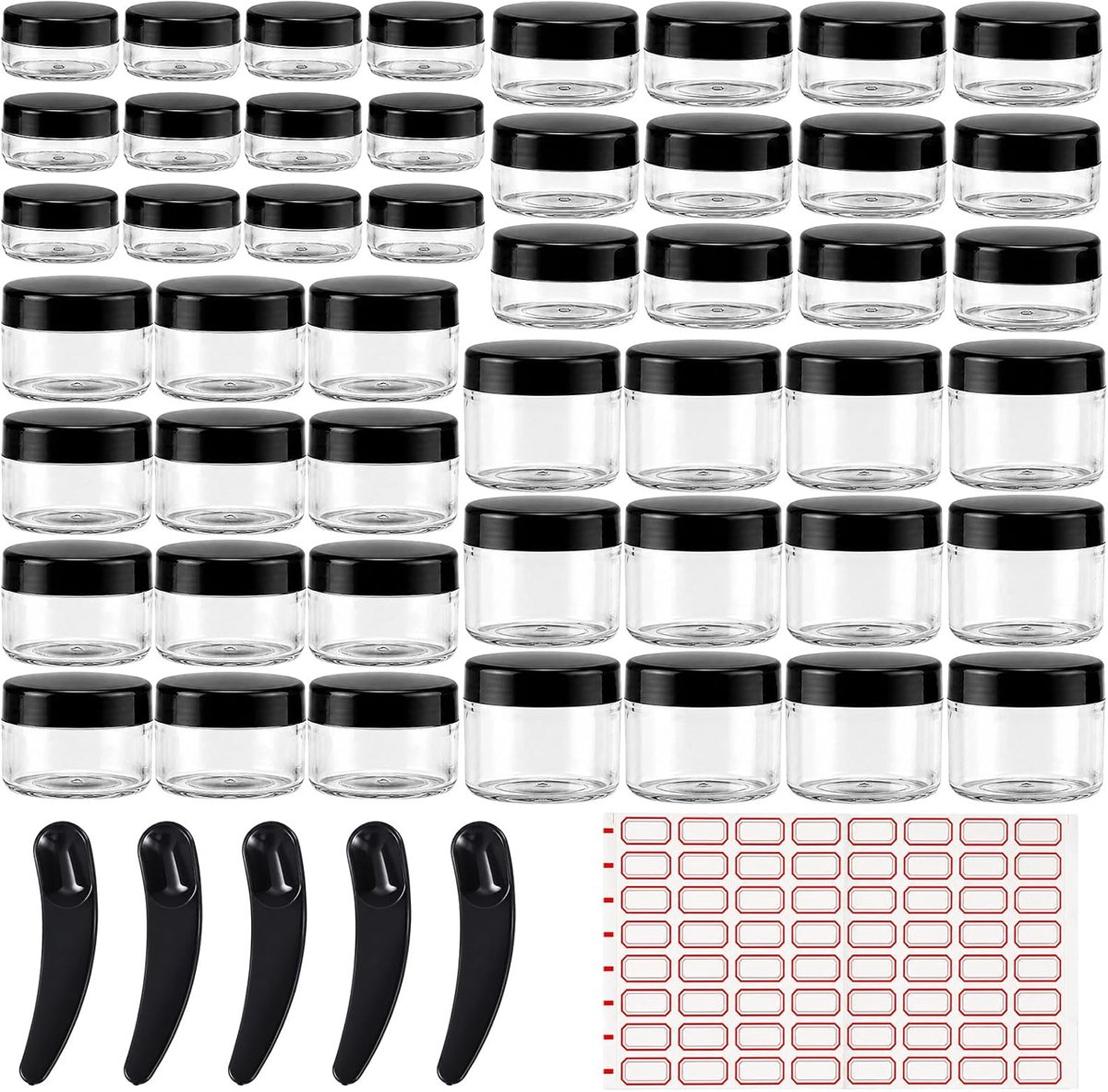Crèmepotjes 48 stuks - 5 ml/10 ml/15 ml/20 ml - Lege containers - Perfect voor crèmes en lotions - ShopVlot