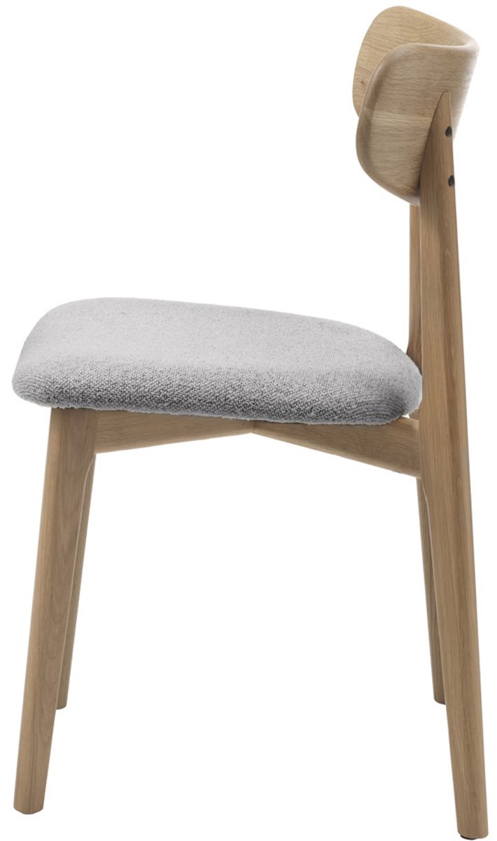 Giga Living Eetkamerstoel Elim - Naturel/Grijs - Eikenhout & Bouclé - Set van 2