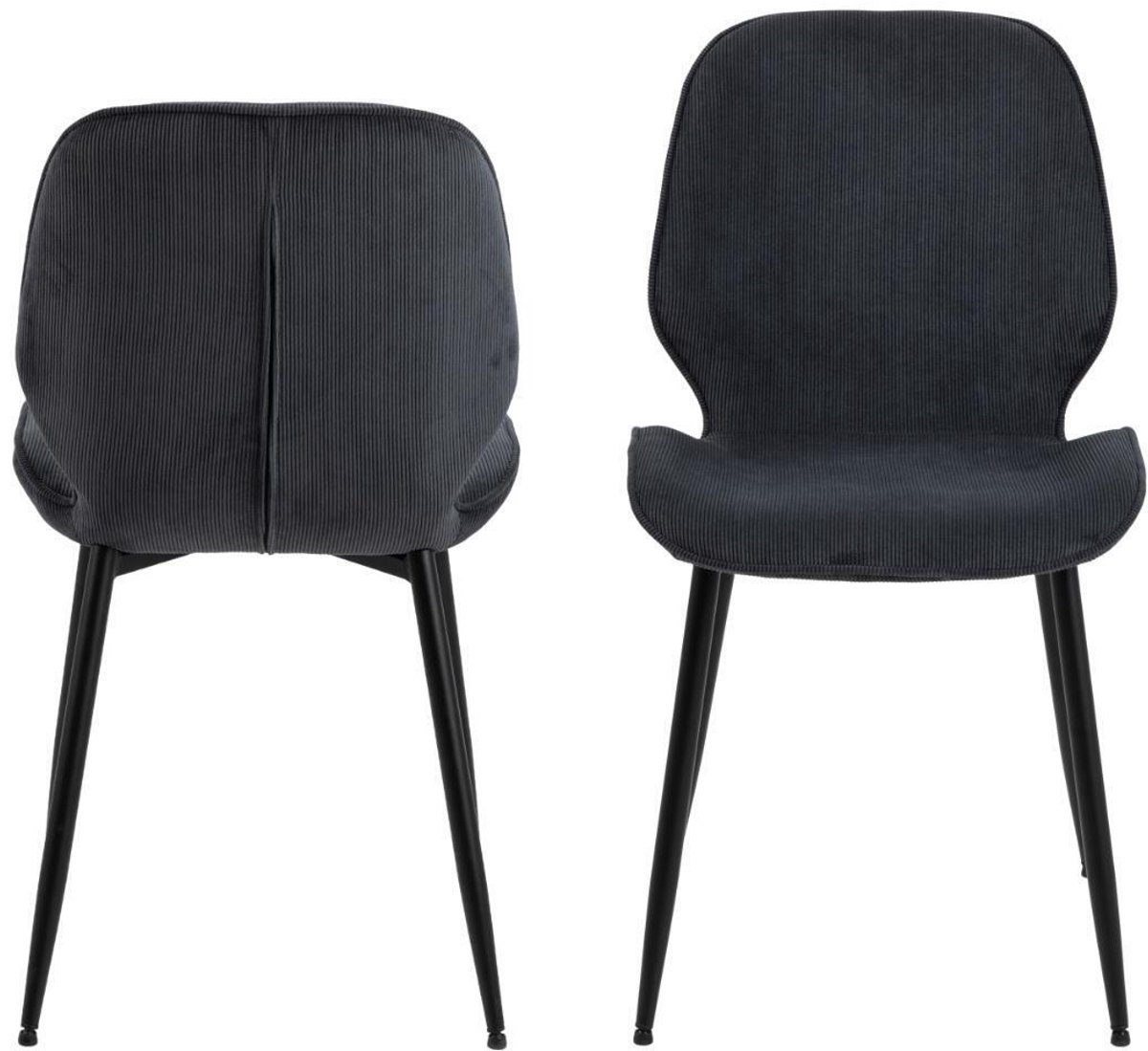 Eetkamerstoel Stof Grijs - Zithoogte 46,5cm - 58x47,5x85cm - Anneke - Set van 2