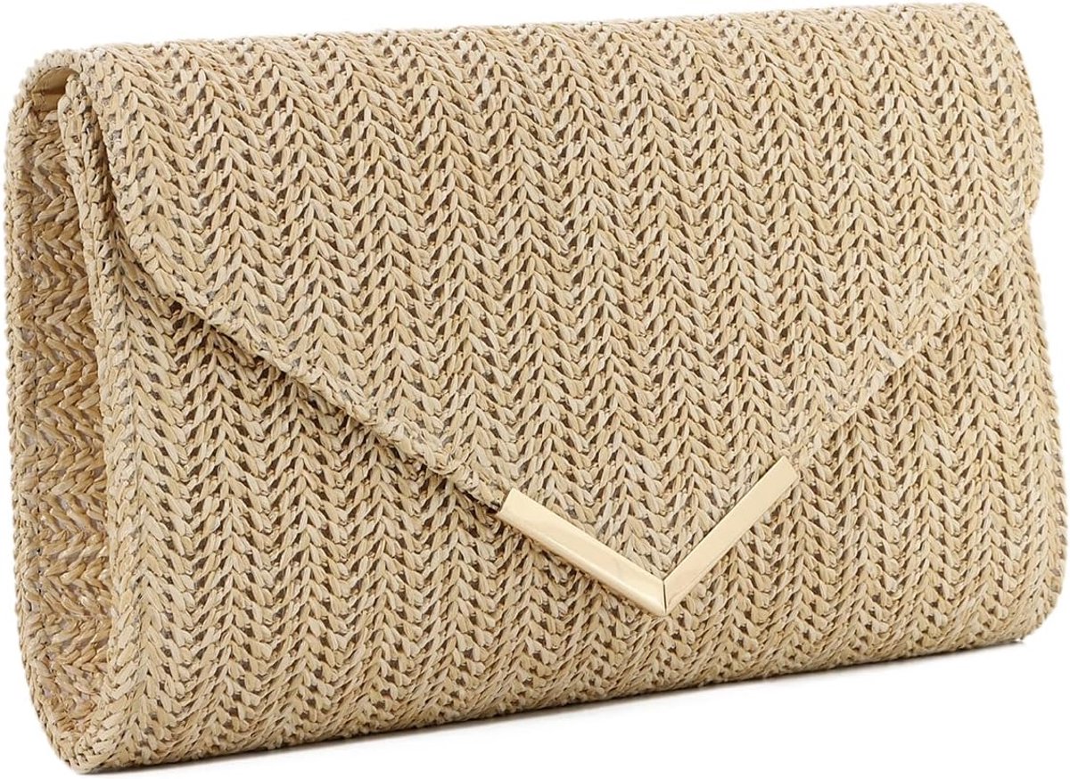 Clutch tas dames - rieten handtas - perfect voor bruiloften - stijlvol en praktisch - ShopVlot