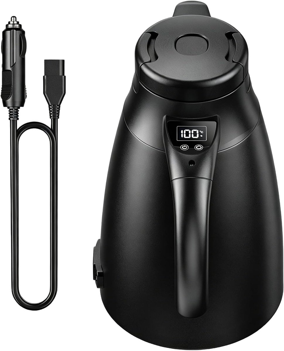 Waterkoker 1,2 l - roestvrij staal - 12 V/24 V - ideaal voor onderweg - ShopVlot