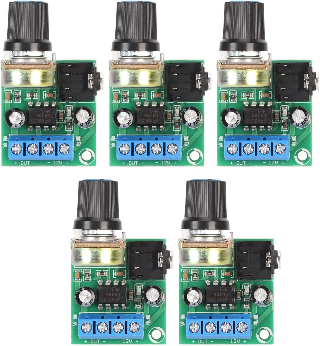 Mini versterker bord 5 stuks - LM386 audio versterker - 0,5W tot 10W vermogen - ideaal voor DIY luidsprekers - ShopVlot