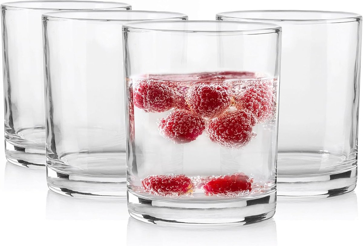 Limonadeglazen stapelbaar - Transparant - 7,5 x 9 cm - Glazen set van 4 - Water- en cocktailglazen voor dagelijks gebruik