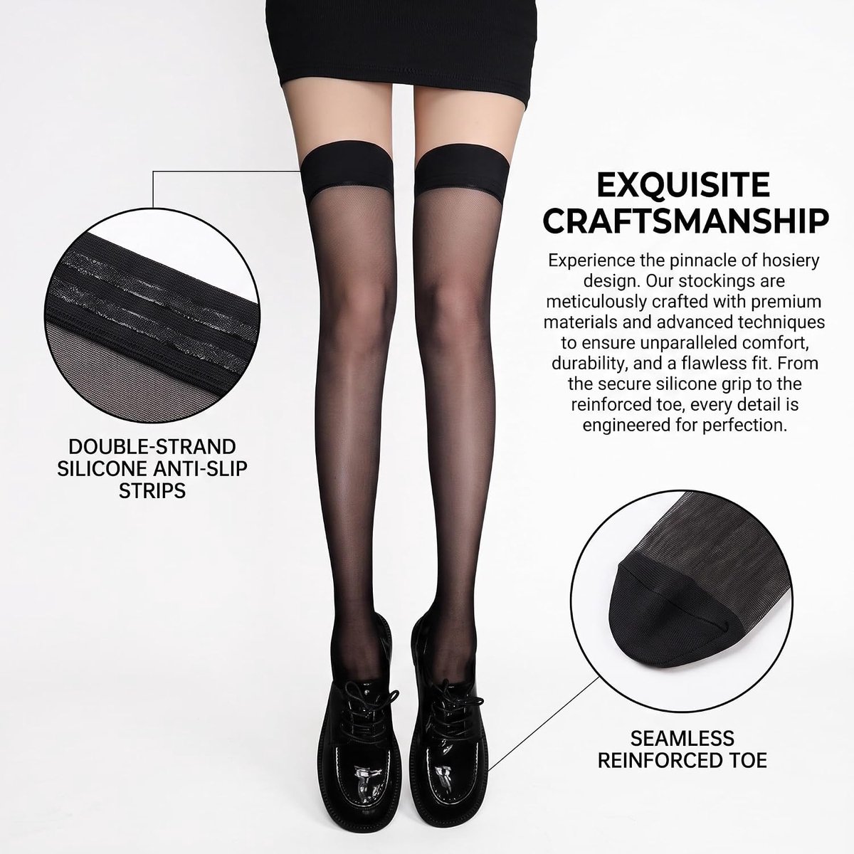 Netkousen voor dames, 2 paar, halterkousen van kant met antislip siliconen - ShopVlot