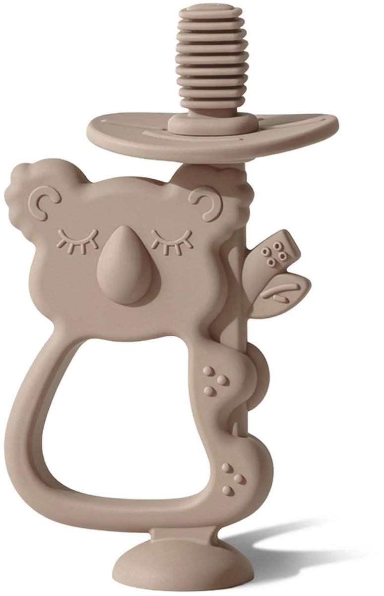 Casalora - Baby-bijtspeeltjes - Met zuignapvoet - Baby tandenborstel - Geschikt voor baby's vanaf 6 maanden - Siliconen bijtring speelgoed - 1 Koala Bruin