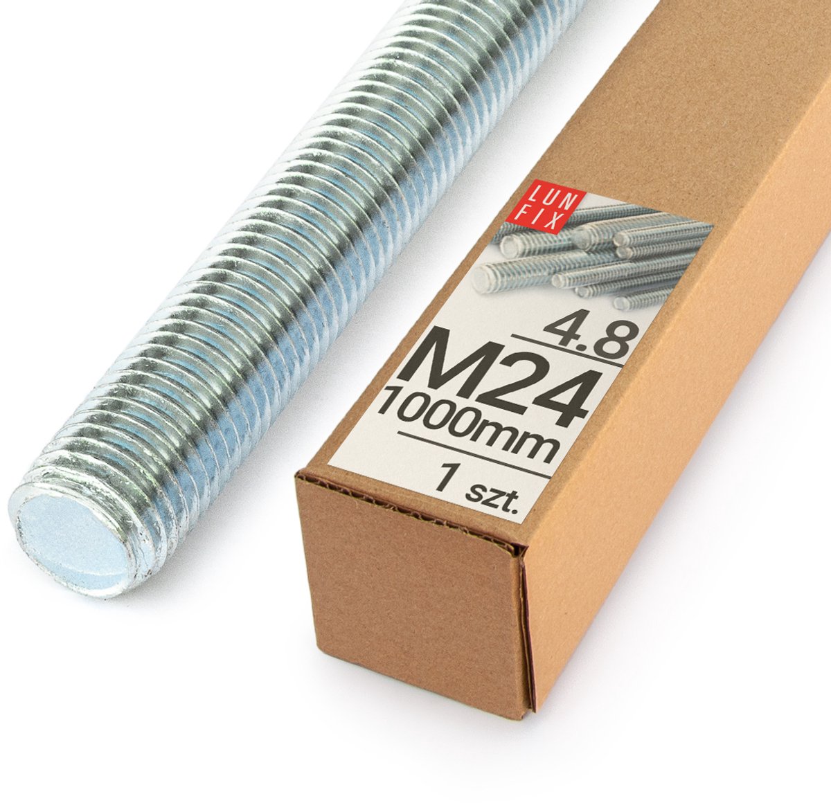 LUN FIX - Draadstang M24 gegalvaniseerd 100cm 1m - staal 4.8 - 1 stuk