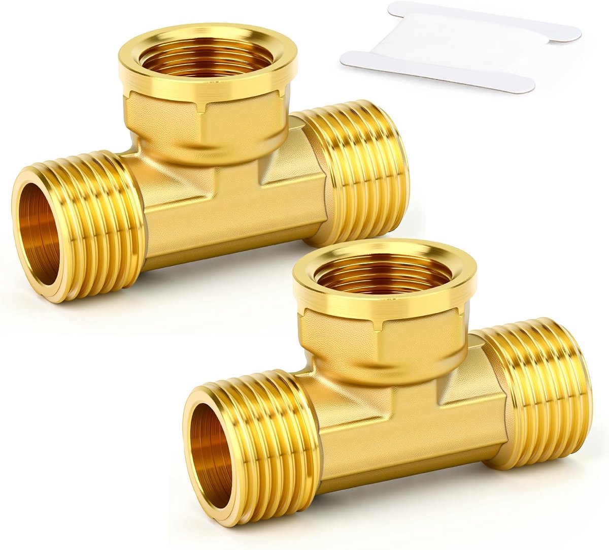 2pcs Brass 3 Way T Connector, 1/2" Male x Female x Male BSP Thread Garden Hose T Fitting Coupling Adapter - ShopVlot
