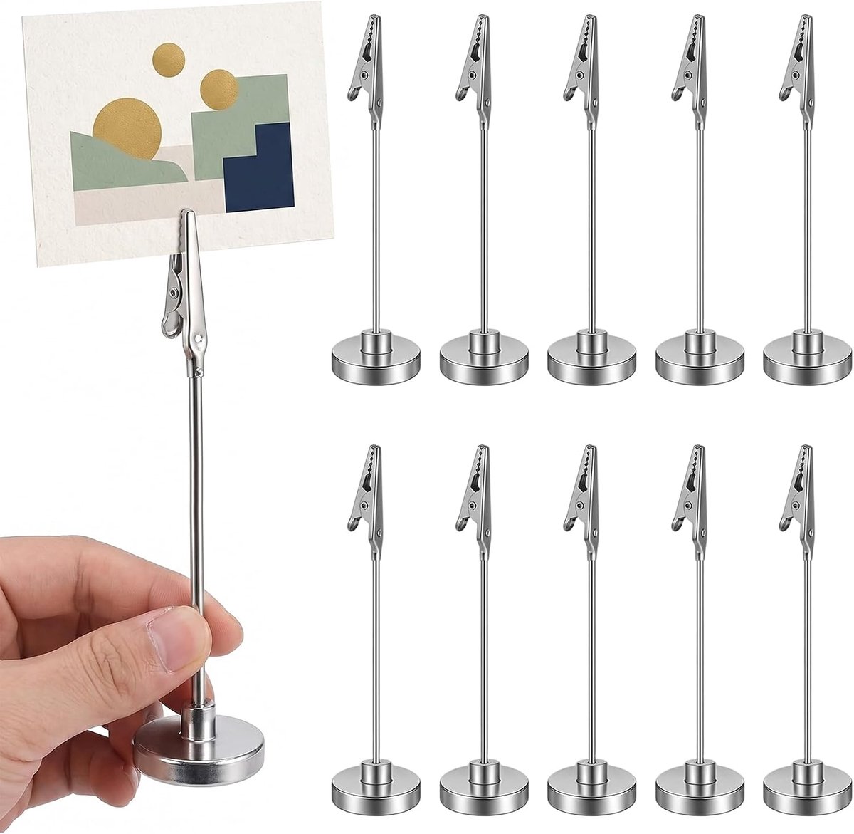 10 x magnetische fotohouder, memoclip van zilverkleurig metaal, 125 mm, berichthouder voor koelkast, whiteboard en - ShopVlot