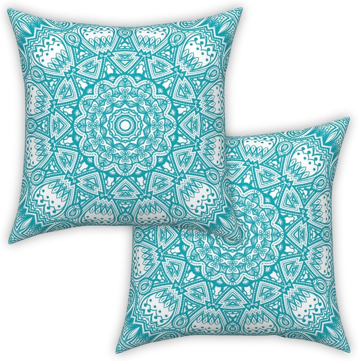 Cushion Cover 50 x 50 cm Mandala Turquoise Ethnic Boho Moroccan Cushion Indian Style Abstract Arabesque Meditation - ShopVlot