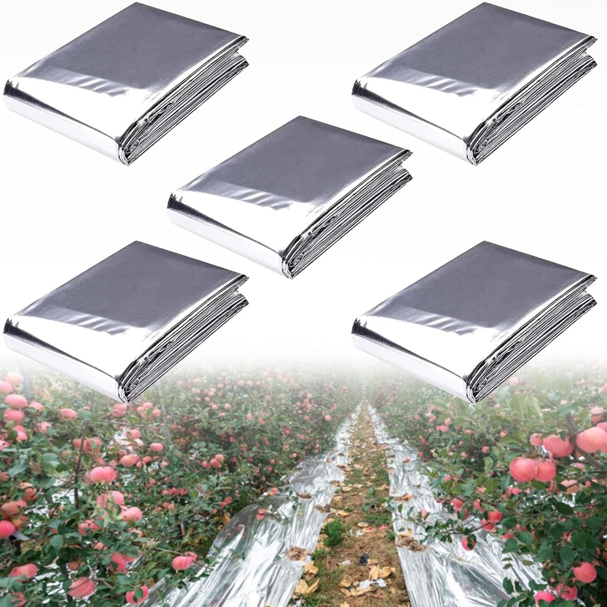 Joycabin Pack of 5 Reflective Plant Film, 210 x 120 cm, PETP Film, High Reflective, Garden Greenhouse, Reflective - ShopVlot