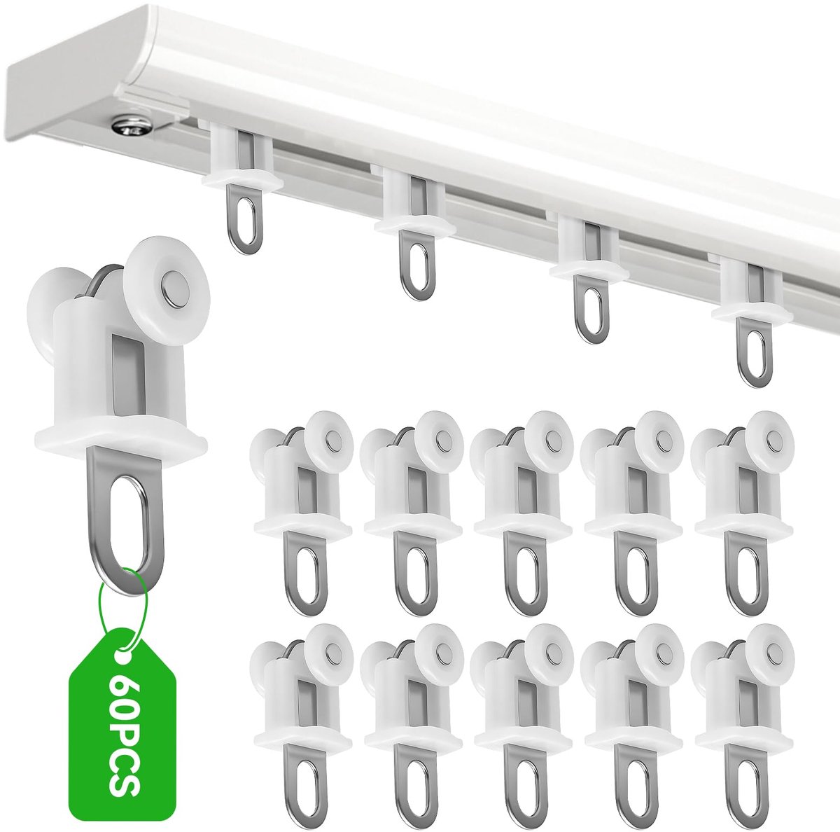 Lurtgex® 60 stuks gordijnhaken voor rails - ShopVlot