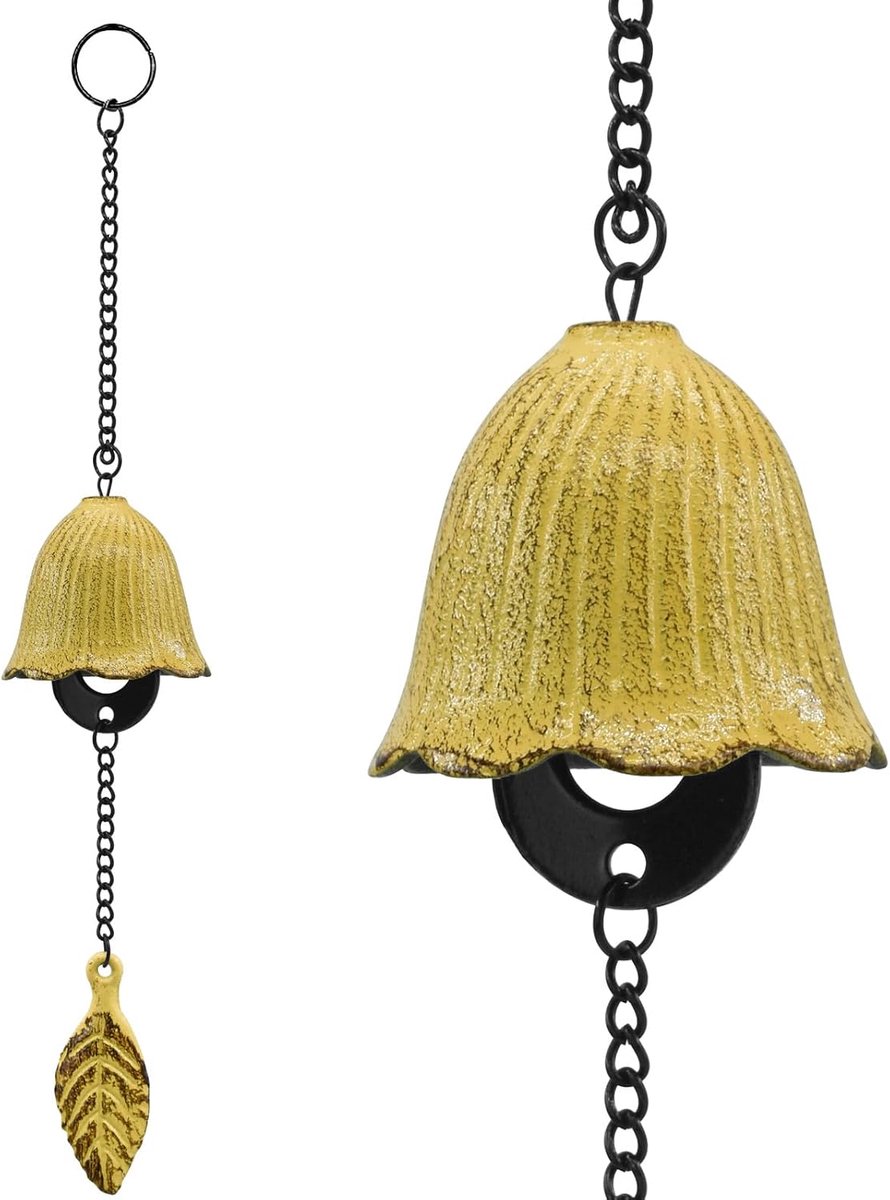Japanese Leaf Wind Chime Small Wind Bell Hanging for Outdoor Hanging Cast Iron Wind Chime Ornament for Blessing Garden - ShopVlot