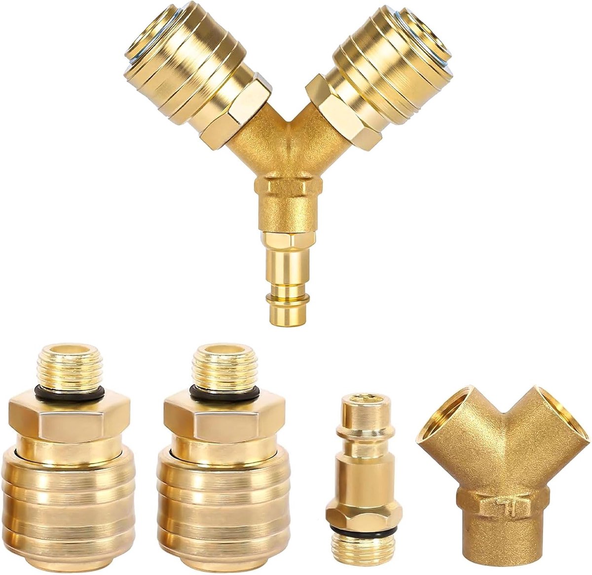 Persluchtverdeler 2-Weg, 4 Stuks Perslucht Adapter - ShopVlot