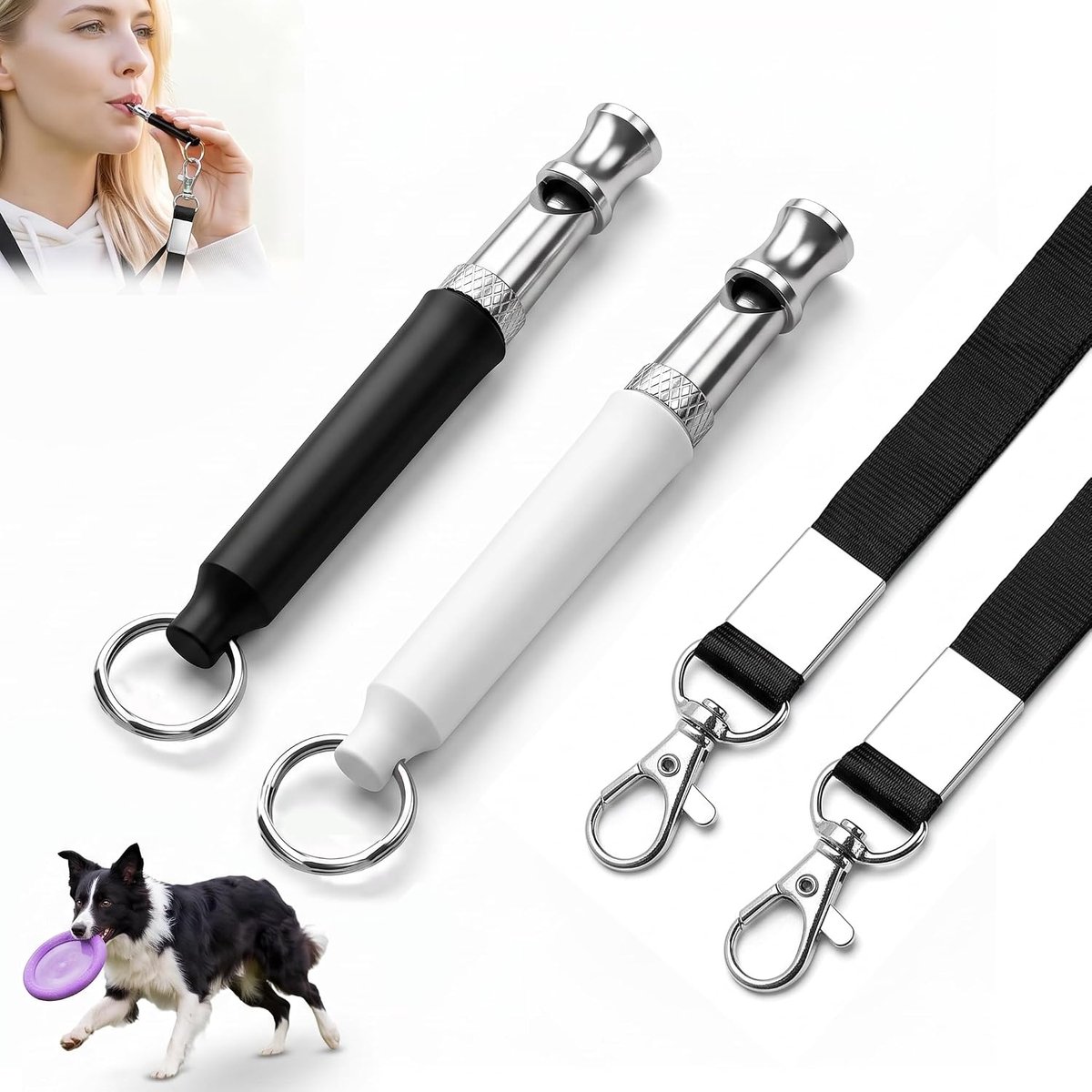 Hondenfluitje ultrasoon - 2 stuks met koord - instelbare frequentie - effectieve training - ShopVlot