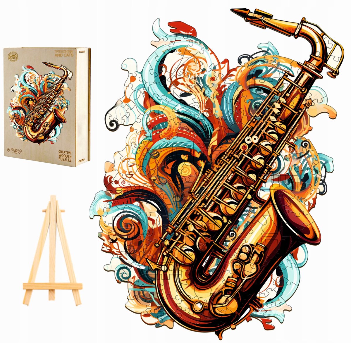 Houten Puzzel Saxofoon 270 Stukjes in Luxe Houten Doos